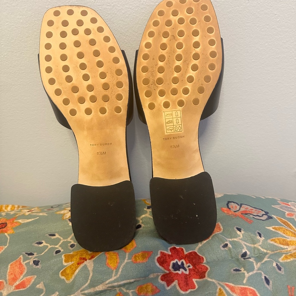 Tory Burch Black Logo Sandals - Picture 3 of 4